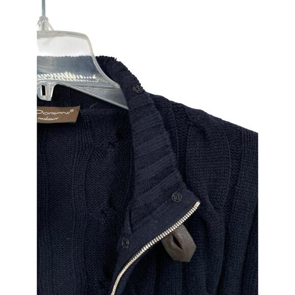 Doriani Cashmere Cardigan Sweater Full Zip Cable Knit Blue Men's Size 60 XL - Picture 14 of 16